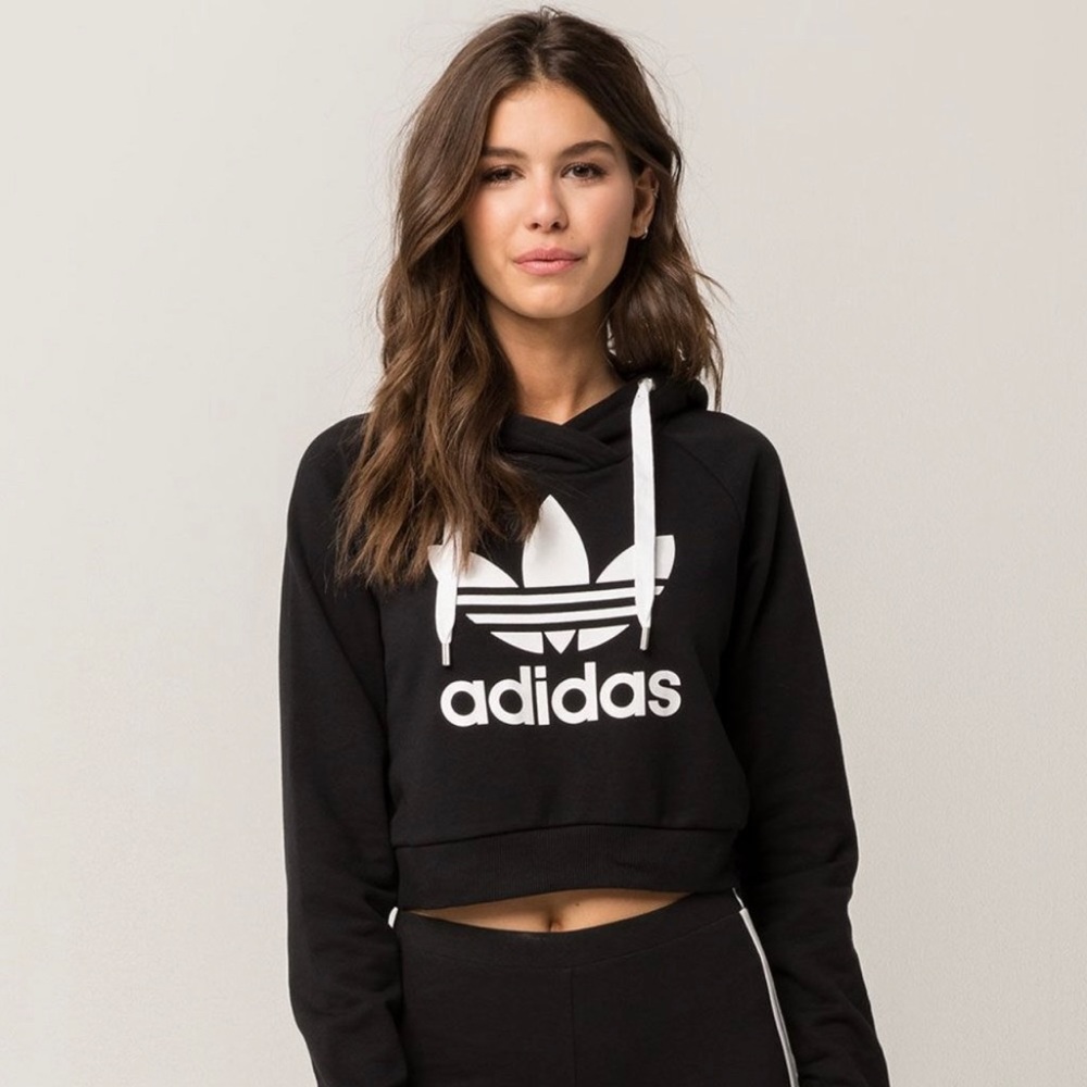 Adidas Original Trefoil Cropped Hoodie - Size L